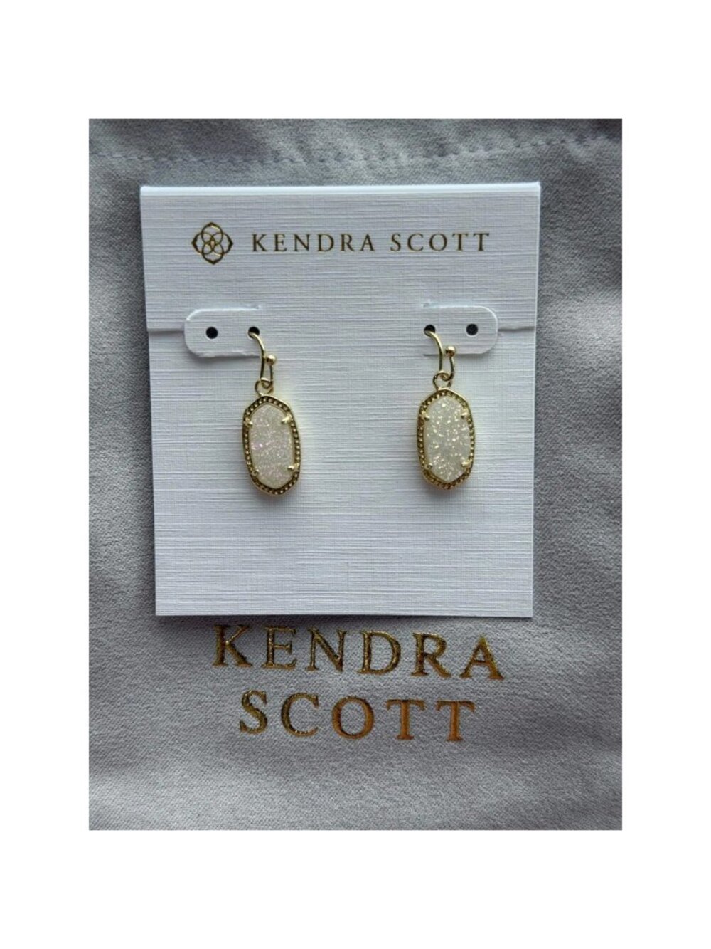 Kendra Scott Lee White Crystal Cluster Teardrop Earrings